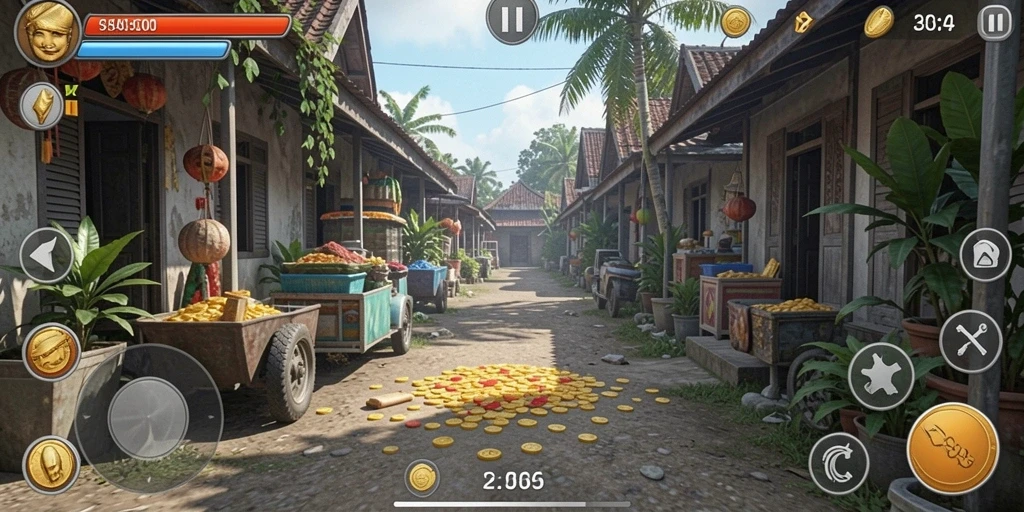 Tampilan ladang yang luas dan detail.